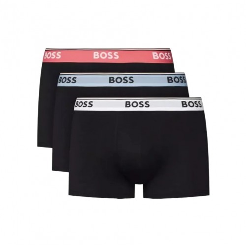 Boss ανδρικά βαμβακερά μποξεράκια 3pack σε μαύρο χρώμα με διαφορετικό χρώμα λάστιχο λάστιχο 50514928 978